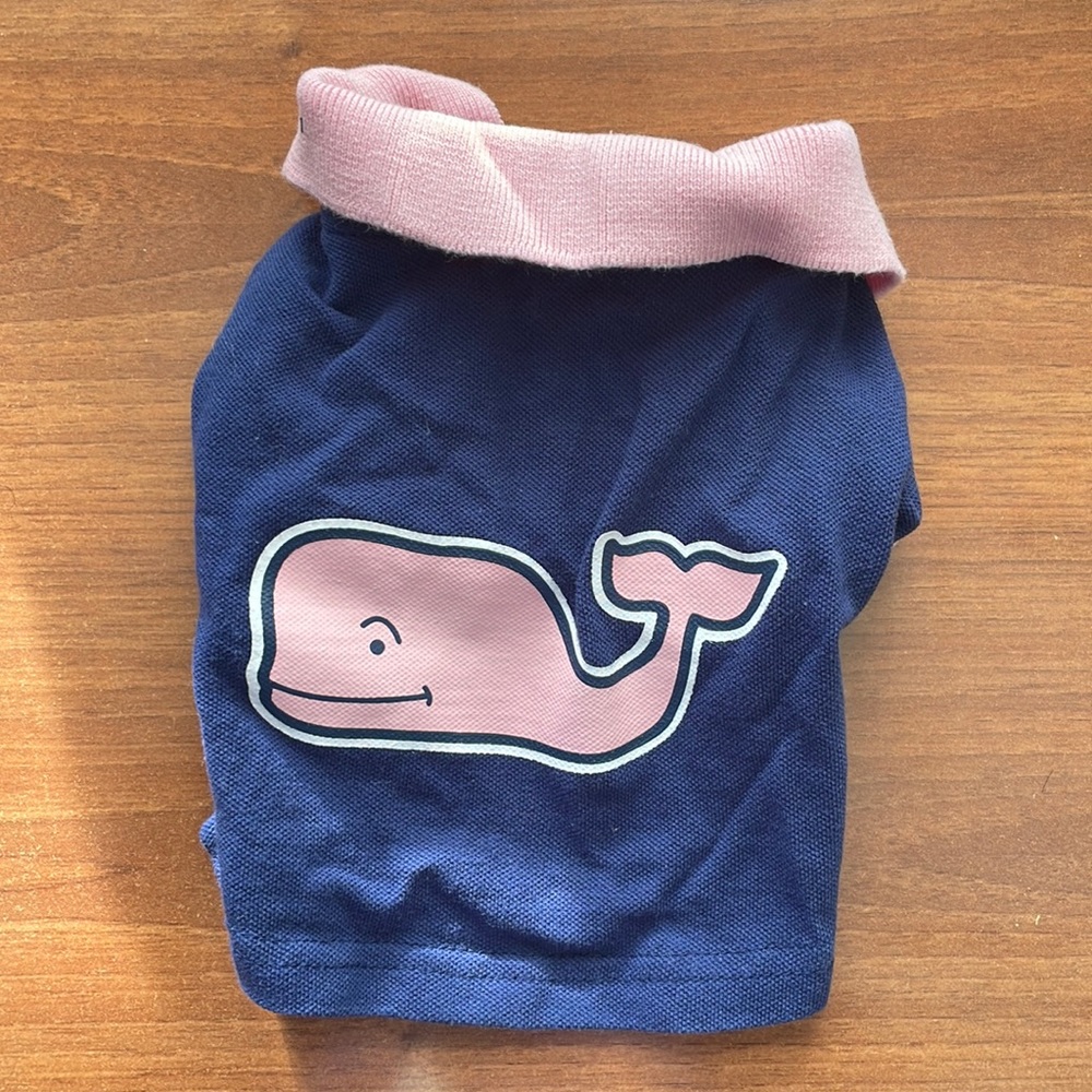 Vineyard vines dog shirt XS navy with pink